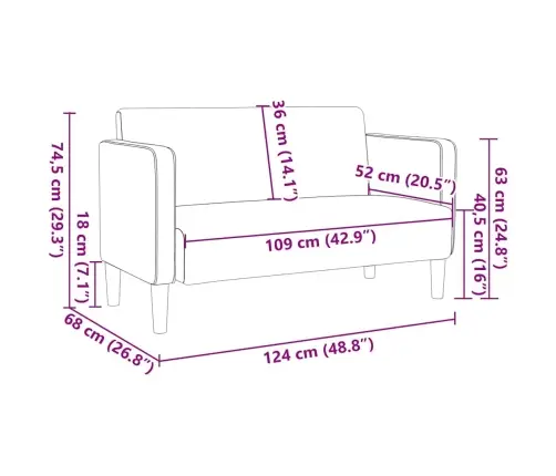 Loveseat Dīvāns, Zils, 109 Cm, Velveta Audums Vidaxl