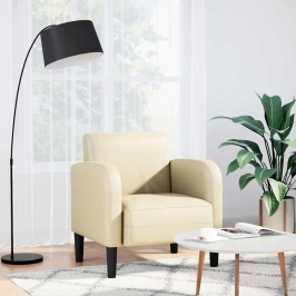 Dīvāna Krēsls Ar Roku Balstiem, Krēmkrāsas, 54 Cm, Mākslīgā Āda Vidaxl