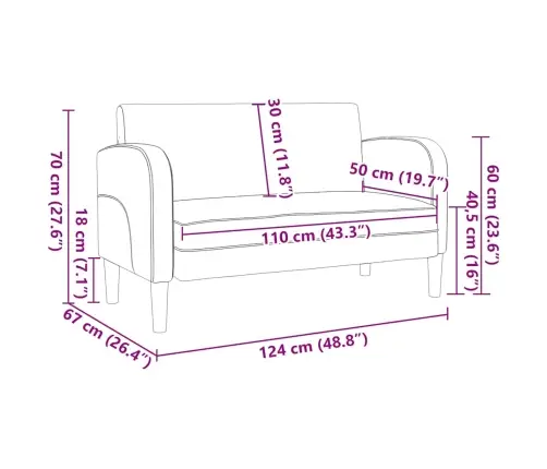 Loveseat Dīvāns, Tumši Pelēks, 110 Cm, Mākslīgā Āda Vidaxl