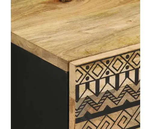 Naktsskapītis Melns 40X33,5X46 Cm Neapstrādāts Mango Masīvkoks Vidaxl