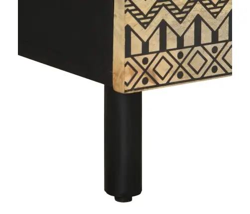 Naktsskapītis Melns 40X33,5X46 Cm Neapstrādāts Mango Masīvkoks Vidaxl