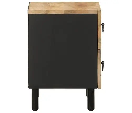 Voodikapid 2 Tk Must Massiivne Töötlemata Puit Mango