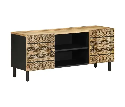Tv Skapītis Melns 105X33,5X46 Cm Neapstrādāts Mango Masīvkoks Vidaxl