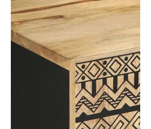 Tv Skapītis Melns 105X33,5X46 Cm Neapstrādāts Mango Masīvkoks Vidaxl