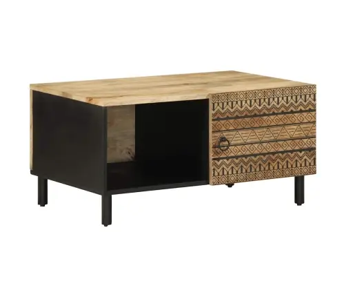 Kafijas Galdiņš, Melns, 80X50X40 Cm, Raupjš Mango Masīvkoks Vidaxl