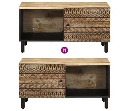 Kafijas Galdiņš, Melns, 80X50X40 Cm, Raupjš Mango Masīvkoks Vidaxl