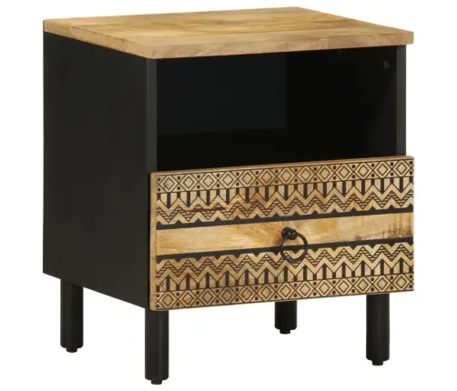 Naktsskapītis, Melns, 40X33X46 Cm, Neapstrādāts Mango Masīvkoks Vidaxl