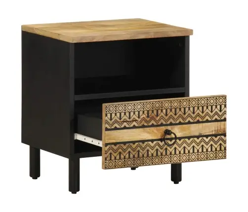 Naktsskapītis, Melns, 40X33X46 Cm, Neapstrādāts Mango Masīvkoks Vidaxl
