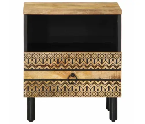 Naktsskapītis, Melns, 40X33X46 Cm, Neapstrādāts Mango Masīvkoks Vidaxl