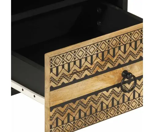 Naktsskapītis, Melns, 40X33X46 Cm, Neapstrādāts Mango Masīvkoks Vidaxl