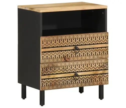 Naktsskapītis, Melns, 50X33X62 Cm, Neapstrādāts Mango Masīvkoks Vidaxl