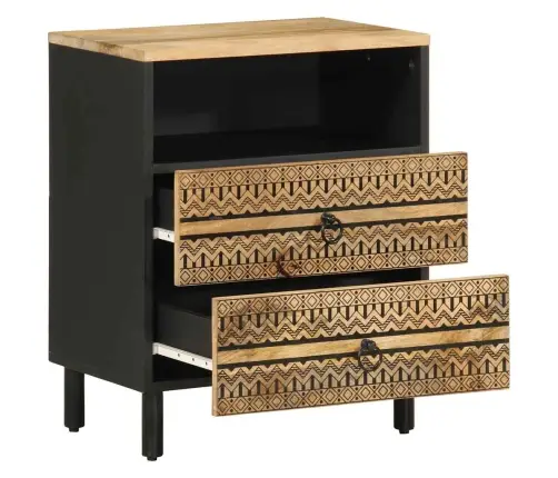 Naktsskapītis, Melns, 50X33X62 Cm, Neapstrādāts Mango Masīvkoks Vidaxl