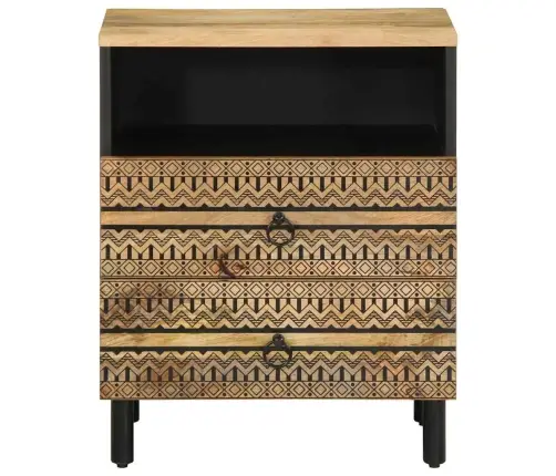 Naktsskapītis, Melns, 50X33X62 Cm, Neapstrādāts Mango Masīvkoks Vidaxl