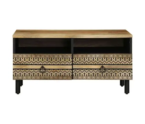 Kavos Staliukas Juodas 80X54X40 Cm Masyvus Rough Wood Mango Kavos Staliukas Juodas 80X54X40 Cm Masyvus Rough Wood Mango