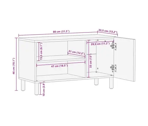 Telerikapp Must 80X33,5X46 Cm Täispuidust Mango
