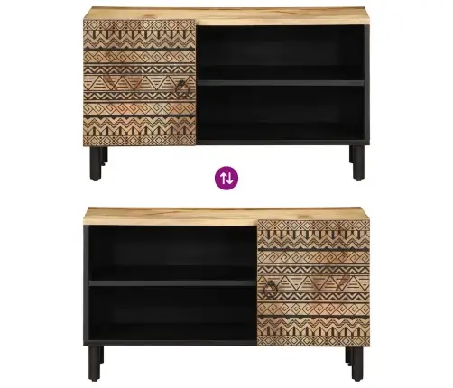 Telerikapp Must 80X33,5X46 Cm Täispuidust Mango