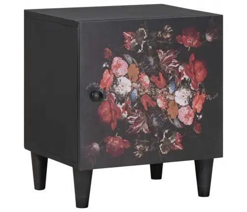 Naktsgaldiņš Ar Durvīm Melna 40 X 33 X 46 Cm Cieta Mango Koksne Vidaxl