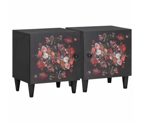 Naktsgaldiņš Ar Durvīm 2 Pcs Melna 40 X 33 X 46 Cm Vidaxl