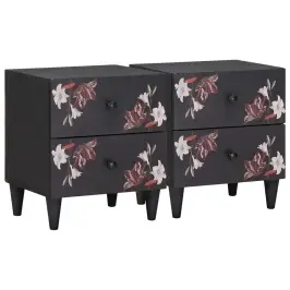 Naktsgaldiņš 2 Pcs Brūna 40 X 33,5 X 46 Cm Cieta Mango Koksne Vidaxl