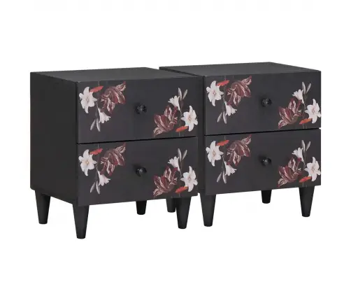 Naktsgaldiņš 2 Pcs Brūna 40 X 33,5 X 46 Cm Cieta Mango Koksne Vidaxl