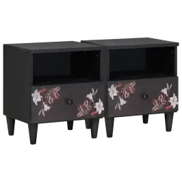 Naktsgaldiņš 2 Pcs Brūna 40 X 33 X 46 Cm Cieta Mango Koksne Vidaxl