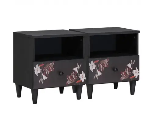 Naktsgaldiņš 2 Pcs Brūna 40 X 33 X 46 Cm Cieta Mango Koksne Vidaxl