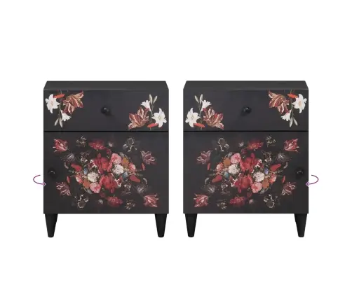 Naktsgaldiņš Daudzkrāsains 50 X 33 X 60 Cm Cieta Mango Koksne Vidaxl