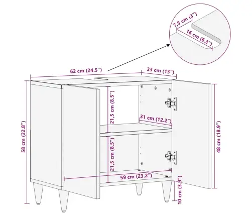 Praustuvo Spintelė Su Saugykla Įvairiaspalvis 62 X 33 X 58 Cm