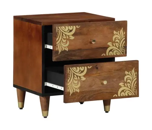 Nakts Skapītis Medus Brūna 40 X 33 X 46 Cm Mango Masīvkoks Vidaxl