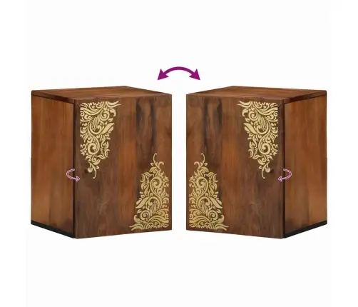 Seinekapp Uksega Meepruun 38 X 33 X 48 Cm Tugev Mango Puu