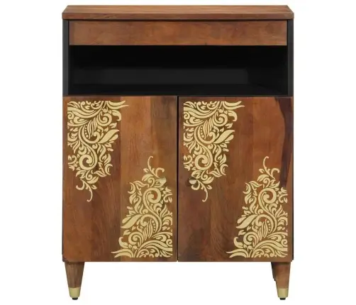 Puse Ar Plauktu Brūna 60 X 33.5 X 75 Cm Mango Masīvkoks Vidaxl