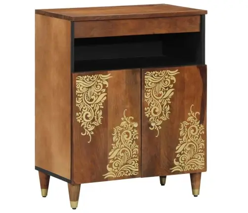 Puse Ar Plauktu Brūna 60 X 33.5 X 75 Cm Mango Masīvkoks Vidaxl