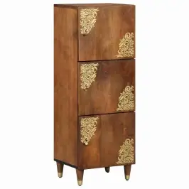 Augstais Skapītis Brūna 40 X 33 X 110 Cm Cieta Mango Koksne Vidaxl