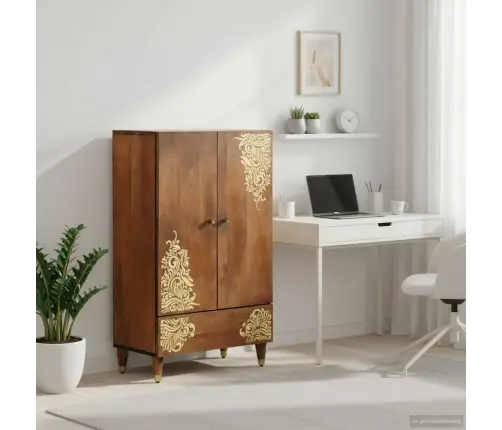 Aukštas Spintelė Ruda 60 X 33 X 100 Cm Kietas Mango Medis