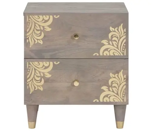 Nakts Skapītis Pelēka 40 X 33 X 46 Cm Mango Masīvkoks Vidaxl