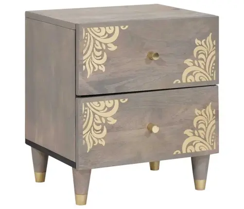 Nakts Skapītis 2 Pcs Pelēka 40 X 33 X 46 Cm Mango Masīvkoks Vidaxl