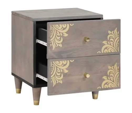 Nakts Skapītis 2 Pcs Pelēka 40 X 33 X 46 Cm Mango Masīvkoks Vidaxl