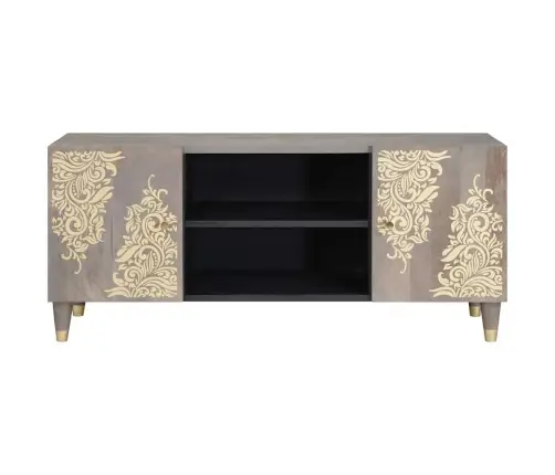 Televizora Skapīša Ar Durvīm Pelēks Un Zelts 105 X 33.5 X 46 Cm Vidaxl