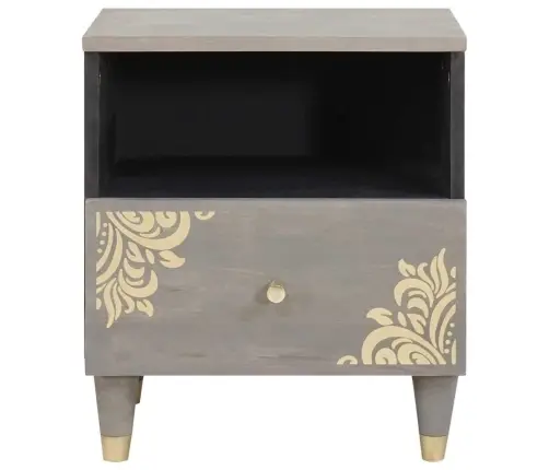 Nakts Skapītis Pelēka 40 X 33 X 46 Cm Mango Masīvkoks Vidaxl