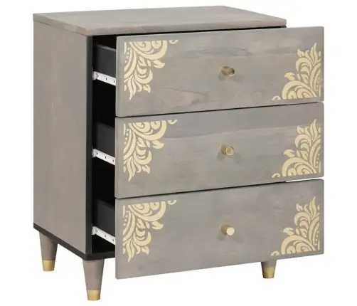 Nakts Skapītis Pelēka 50 X 33 X 62 Cm Mango Masīvkoks Vidaxl