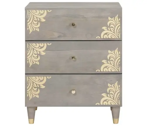 Nakts Skapītis Pelēka 50 X 33 X 62 Cm Mango Masīvkoks Vidaxl