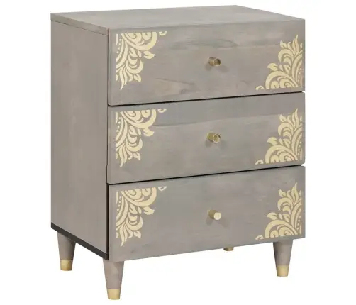 Nakts Skapītis Pelēka 50 X 33 X 62 Cm Mango Masīvkoks Vidaxl