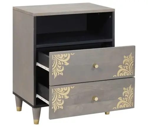 Nakts Skapītis Pelēka 50 X 33 X 62 Cm Mango Masīvkoks Vidaxl