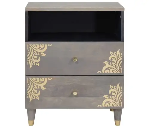 Nakts Skapītis Pelēka 50 X 33 X 62 Cm Mango Masīvkoks Vidaxl