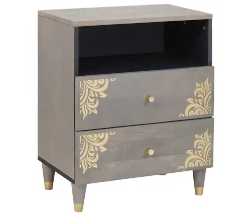 Nakts Skapītis Pelēka 50 X 33 X 62 Cm Mango Masīvkoks Vidaxl