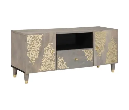 Televizora Skapīša Ar Durvīm Pelēks Un Zelts 105 X 33.5 X 46 Cm Vidaxl