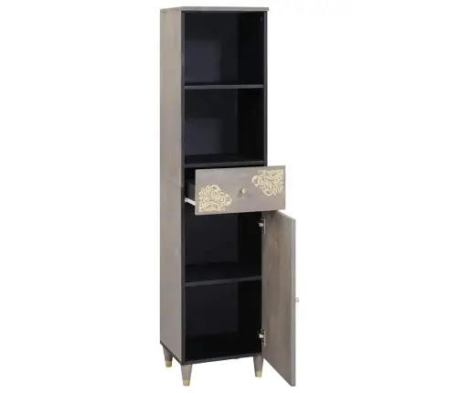 Puse Ar Atvilktni Pelēka 38 X 33.5 X 160 Cm Mango Masīvkoks Vidaxl Puse Ar Atvilktni Pelēka 38 X 33.5 X 160 Cm Mango Masīvkoks Vidaxl