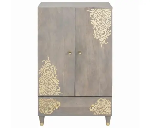 Aukštas Spintelė Su Stalčių Pilkas Ir Auksinis 60 X 33 X 100 Cm