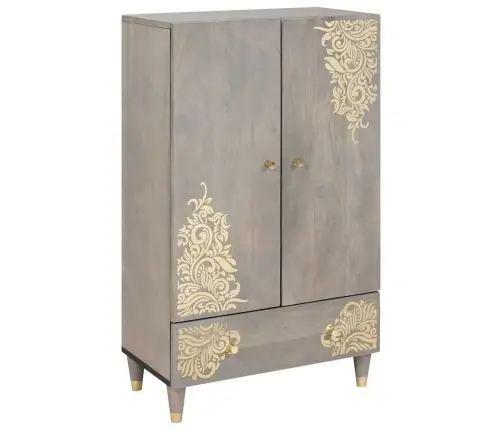 Aukštas Spintelė Su Stalčių Pilkas Ir Auksinis 60 X 33 X 100 Cm