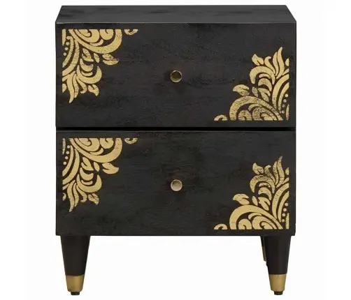 Nakts Skapītis Melna 40 X 33 X 46 Cm Cieta Mango Koksne Vidaxl